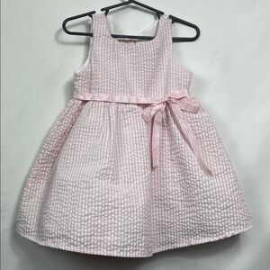 Rare Editions Pink and White Dress with Bow searsucker size 24 months